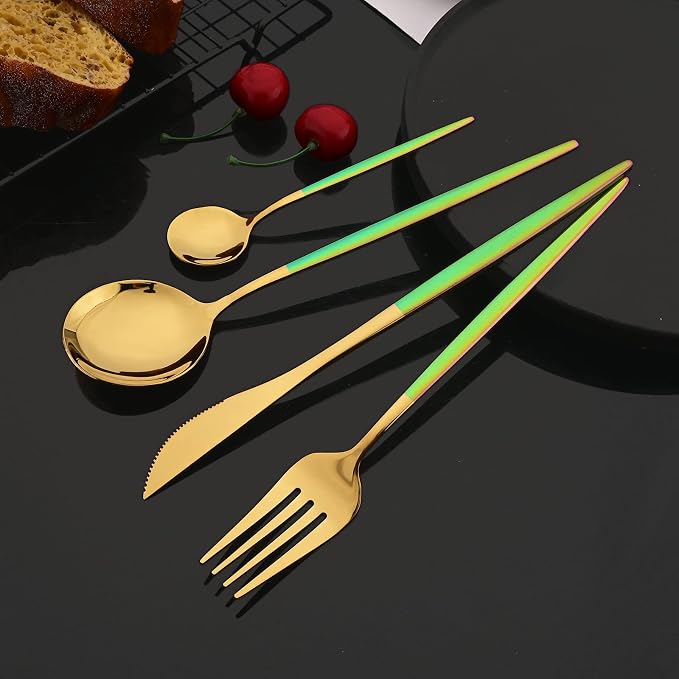 JASHII Flatware Set 24 Piece, Stainless Steel Silverware Set, Macaron Small - Image 2