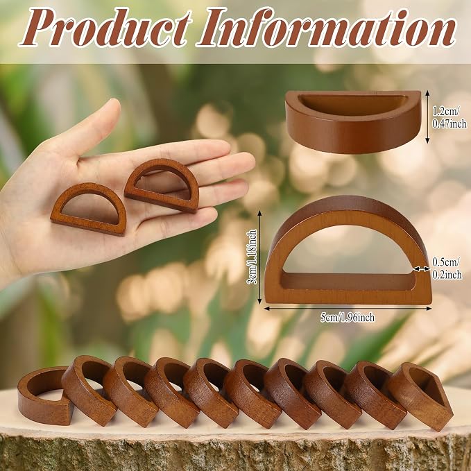 50 Pcs Wooden Napkin Rings Handmade Dining Napkin Holder Buckles Farmhouse - Image 3