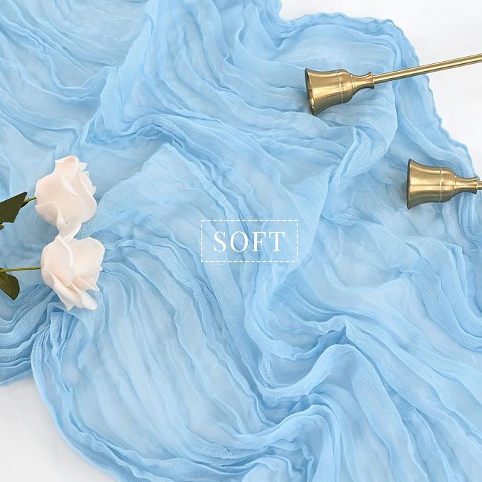 12 Pcs Baby Blue Cheesecloth Table Runner 10FT Runner - Image 4