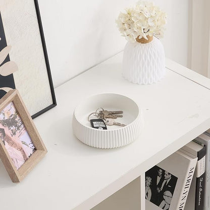 Concrete Key Bowl for Entryway Table, Ivory White | Warm White Tone - Image 9