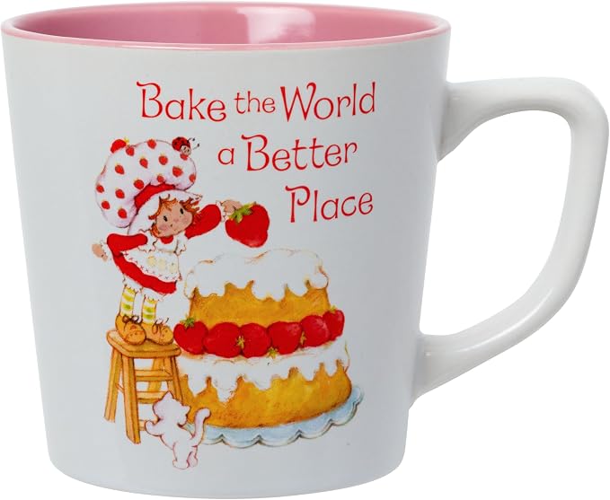 Silver Buffalo Strawberry Shortcake Quote, Wide Latte Ceramic Mug, 17oz | Bake by SilverBuffalo