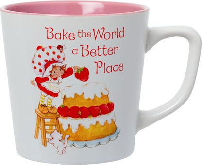 Silver Buffalo Strawberry Shortcake Quote, Wide Latte Ceramic Mug, 17oz | Bake by SilverBuffalo