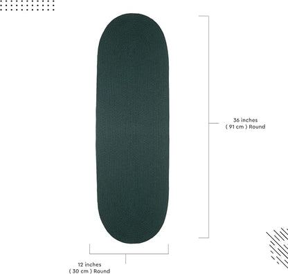 Encasa XO Dining Table Runner, Handmade Ribbed Cotton 12"x36" Dark Green | 100% - Image 5