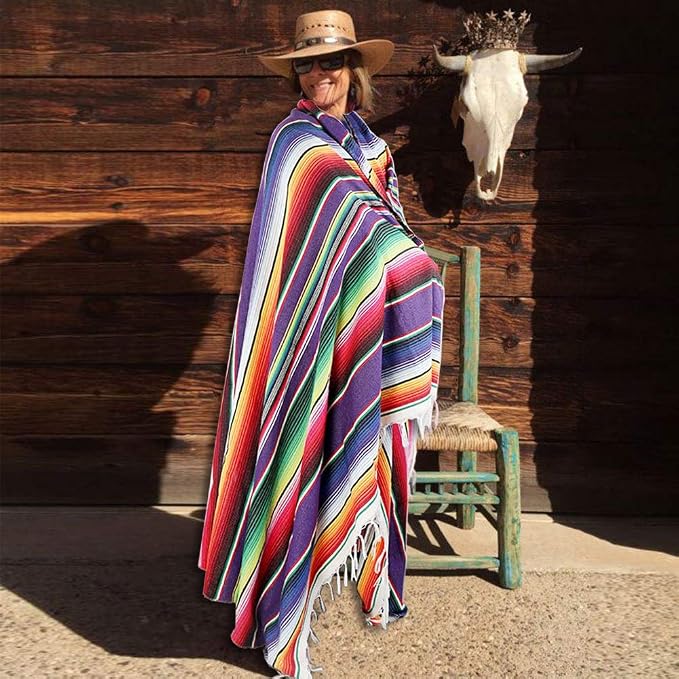 Fowecelt Mexican Serape Blanket Tablecloth 59 x 84 Inch - Image 5