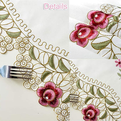 LeLehome 15 Inch X 96 Inch Table Runner, Classic Flowers Embroidered Lace Beige - Image 8