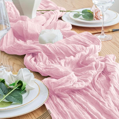 Cheesecloth Table Runner 10FT 12Pcs Blushing Pink Boho Gauze Runners | Cheese - Image 6