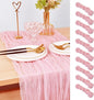 Joanlody Blushing Pink Cheesecloth Table Runner Spring Easter 10Ft Rustic Gauze Boho Cheese Cloth Table Runner for Wedding Bridal Baby Shower Decoration 10 Pack