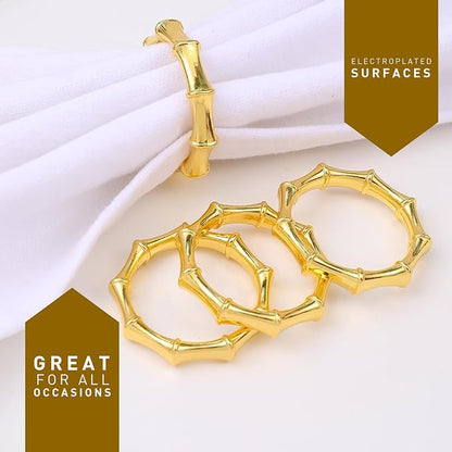 Shining Gold Bamboo Napkin Rings Set of 4 - Image 3