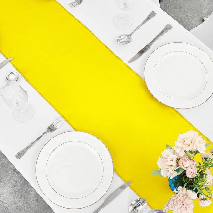 15-Pack Yellow Satin Table Runner 12 x 108 Inch Long Fuchsia Bright and Smooth - Image 7