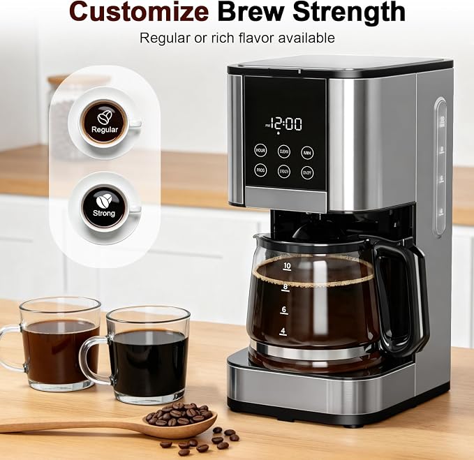 10 Cup Coffee Maker Programmable, Adjustable Brew Strength, Pause & Serve | - Image 5