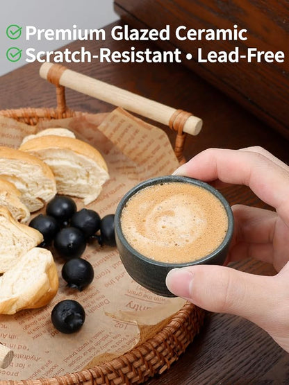 1.6oz Espresso Cups Set of 6, Matte Black Ceramic Demitasse Coffee Cups - Image 3