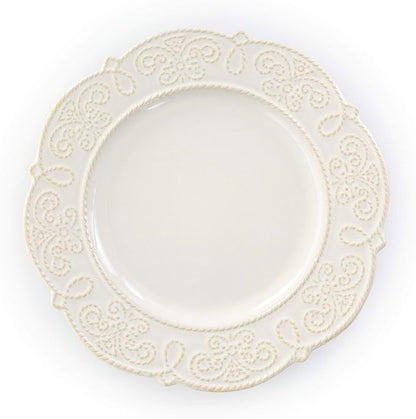 Elama Round Decorated Stoneware Scallop Embossed Dinnerware Dish Set, 16 Piece - Image 5
