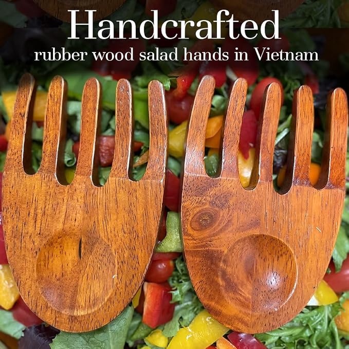 Woodard & Charles Wood Salad Hands Servers, Cherry Stain, 4 PACK | Pack of 4 - Image 3