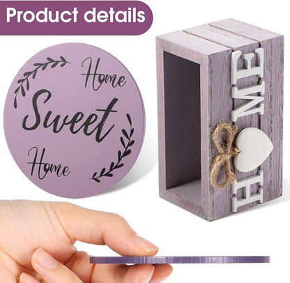 Queekay Coasters Set of 6 House Warming Gifts New Home Wooden Farmhouse Drink - Image 3