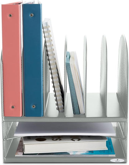 Safco Onyx Desk Organizer with 6 Vertical & 2 Horizontal Trays, File Organizer for Home, Office, Classroom & More, Steel Mesh Construction