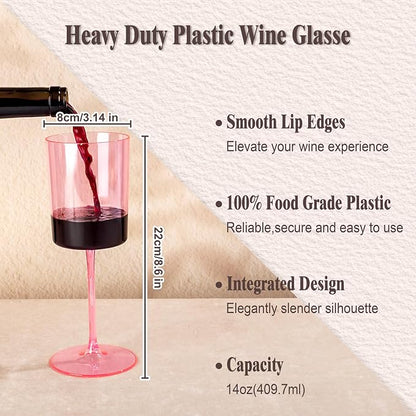 Ciaell 12 Pack Pink Plastic Wine Glasses - Image 2