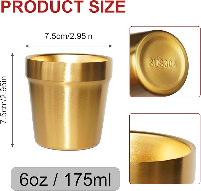 Youda 4-Pack 6oz Double Wall Insulated Stainless Steel Cups - Image 2