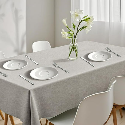 Rectangular Tablecloth Linen Texture Waterproof and Stain-Resistant Table Cloth, Kitchen Dining Table Decoration, 52 x 70 inch Fabric Natural Color