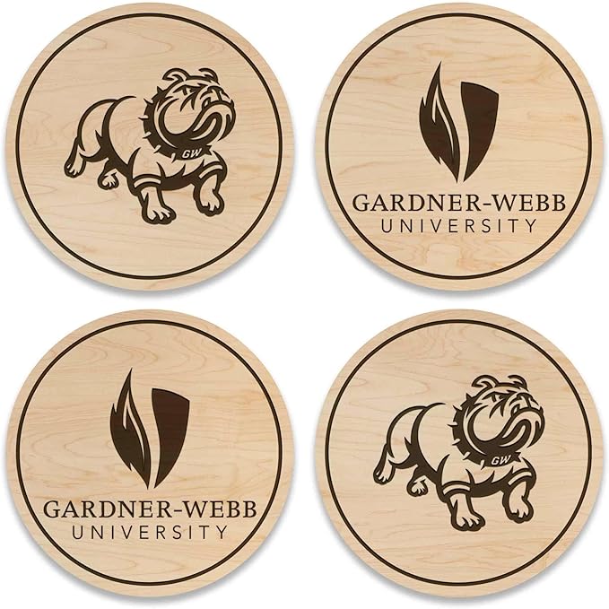 LazerEdge Gardner-Webb Bulldogs Wooden Coaster Set - Maple Wood - Officially Licensed Product - 4-Pack