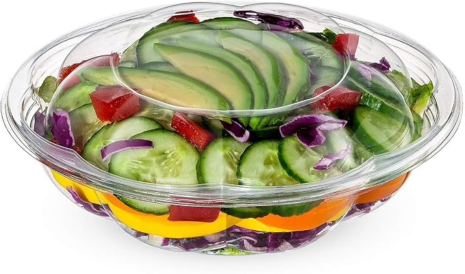 GUSTO [18 oz. - 50 Count Clear Plastic Salad Bowls - Perfect by GUSTO