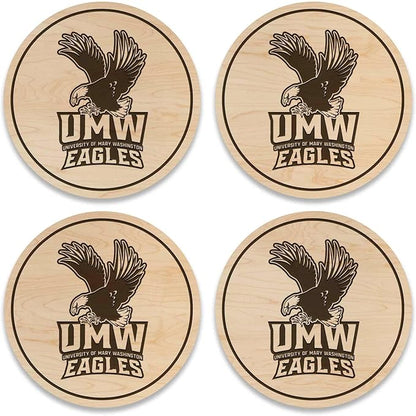 LazerEdge Mary Washington Eagles Wooden Coaster Set - Maple Wood - Officially Licensed Product - 4-Pack