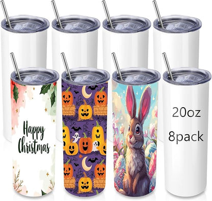 Volhoply 8 Pack Skinny Sublimation Tumblers by LiveFully%EF%BC%8CDrinkFreely%E2%80%94KeepGoingwithVolhoply%EF%BC%81