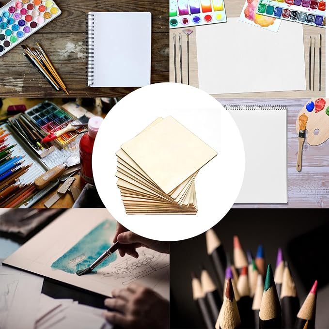 20 Pcs Unfinished Wood Pieces, Wood Square 4 x 4 Inch | Blank Natural Slices - Image 5