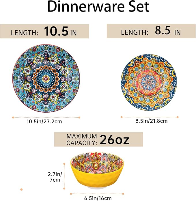 18 Pieces Dinnerware Sets, Porcelain Dishes Set - Image 7