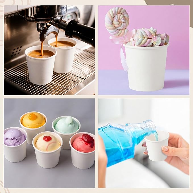 100 Pack 4oz Mini Coffee Cups Disposable Paper Cups Hot or Cold Beverage Cup - Image 7