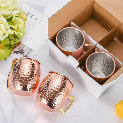 Amrules Moscow Mule Mugs Set of 4, 16 OZ Hammered Copper Cups - Image 7