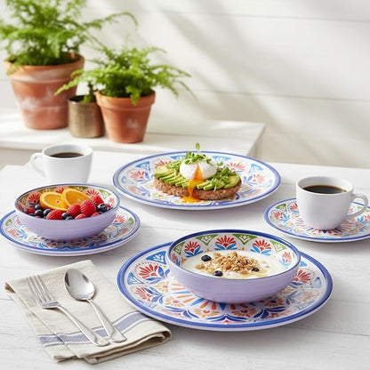 Dinnerware Set 12Pcs Melamine Plates and Bowls | Wedding Gift, Floral Pattern - Image 4