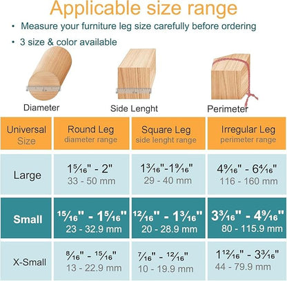 32 Pcs Chair Leg Floor Protectors - Silicone Felt Pads, Scratch-Proof & Noise-Free, Easy Smooth Moving, Small Size (Fits Round Chair Legs: 5/16" to 1-5/16" Diameter)