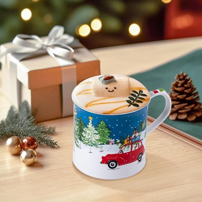 12 oz Christmas Car Coffee Mug, Festive New Bone China Mug - Image 2