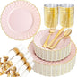 YOUBET 350PCS Pink Scalloped Plastic Plates by YOUBET