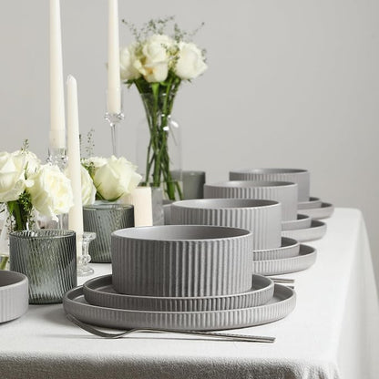 Stone Lain Haven Stoneware 24-Piece Dinnerware Set, Elegant Dish Set, Includes - Image 7