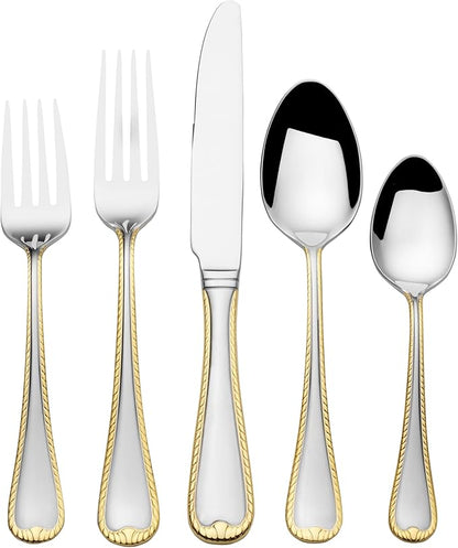 Mikasa Cameo Gold 65 Piece Flatware Set, Service for 12