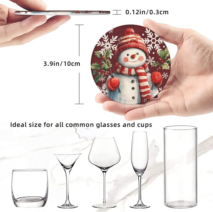 Christmas Snowman Snowflakes Coasters - Image 3