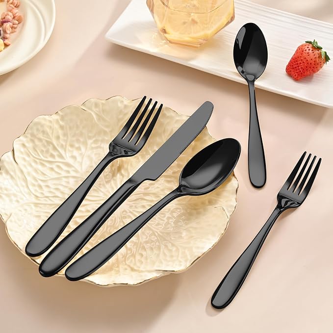 20-Piece Black Silverware Set, Flatware Set - Image 5
