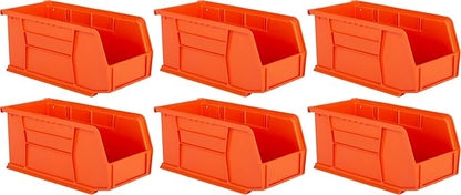 Hudson Exchange 11" x 5-1/2" x 5" (6 Pack) Plastic Stackable Storage Bin and Hanging Container, Orange