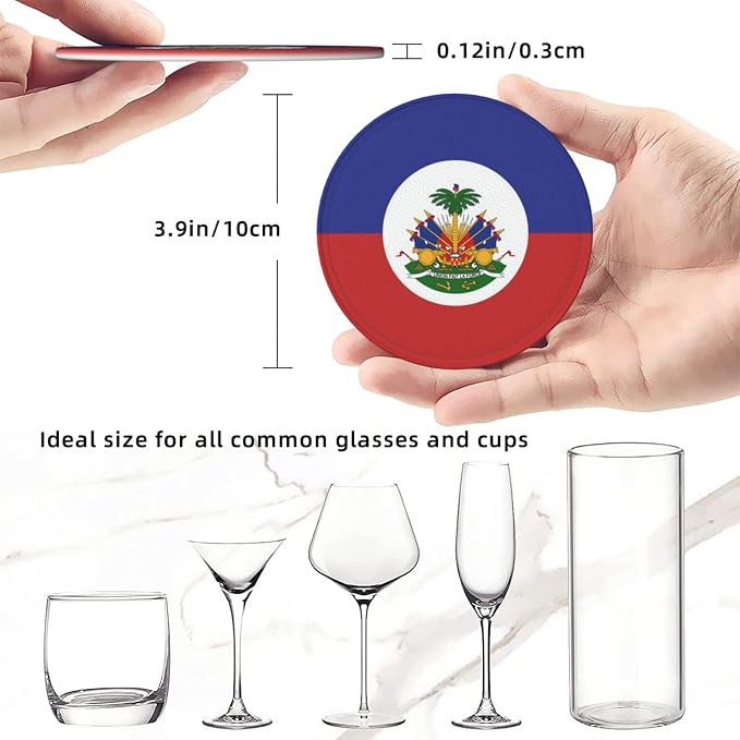 6 Pack Haiti Flag Leather Coaster - Image 4