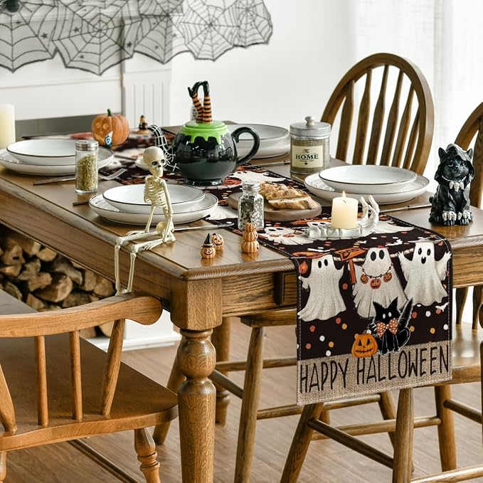 Artoid Mode 210 GSM Halloween Table Runner 13x90 Inch Home Party Decor | Ghost - Image 4