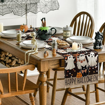Artoid Mode 210 GSM Halloween Table Runner 13x90 Inch Home Party Decor | Ghost - Image 4