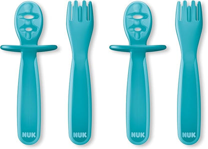 NUK Pretensil Dipper Spoon & Fork Set, Baby & Toddler Self-Feeding Utensils by Unknown
