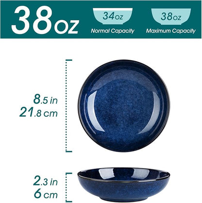 vancasso Stern Large Pasta Bowls Set of 4, 38 Oz Ceramic Salad Plate Bowls - Image 2
