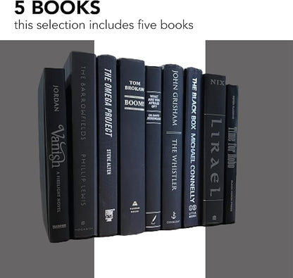 Real Books by Color® (Set of 5, Black Silver) Decorative Bookshelf Home Decor Shelf Styling Photo Prop