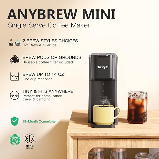 Tastyle Mini Single Serve Hot and Iced Coffee Maker - Image 2