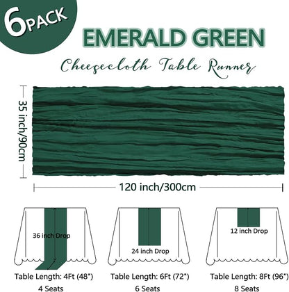 6 Pack Emerald Green Cheesecloth Table Runner 10Ft Gauze Cheese Cloth Table - Image 2