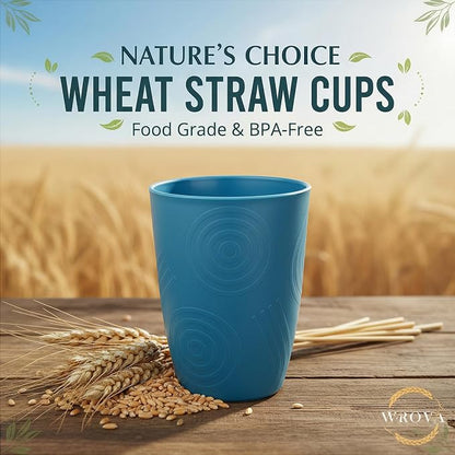 Wrova Wheat Straw Cups Set Alternative to Plastic Cups 16 oz, Reusable Drinking - Image 5