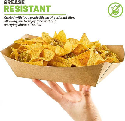 ZORRITA Extra Large Paper Food Trays, 5 LB, 50 Pack | Disposable, Kraft Paper - Image 4