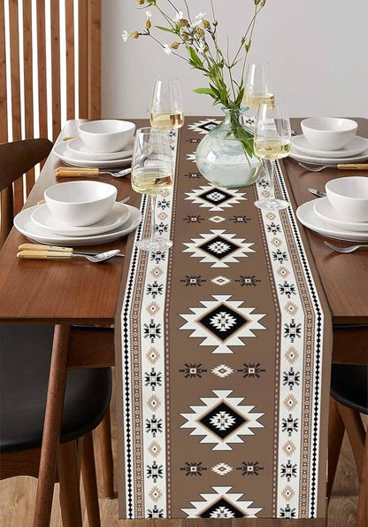 Southwest Aztec Short Table Runners 48 Inches, Cotton Linen Fabric Table Runner - Image 2